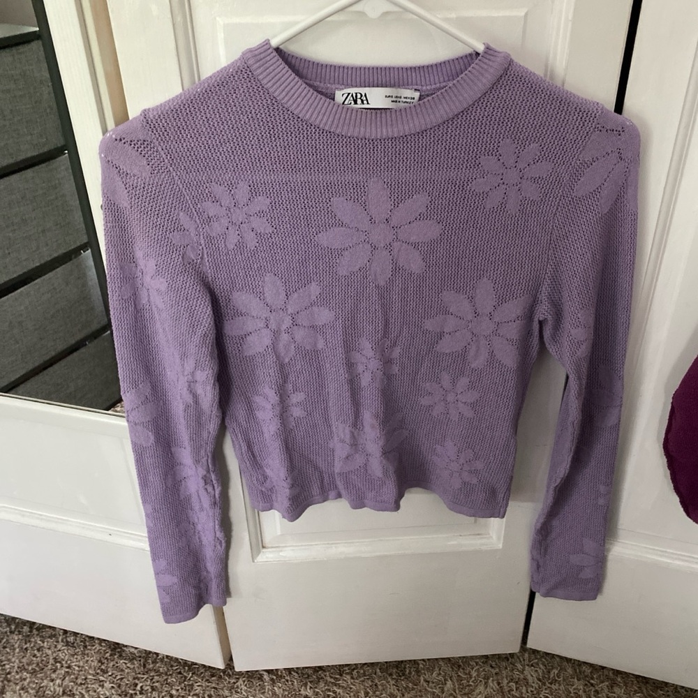 Purple mesh Zara flower top